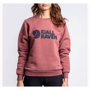 Fjallraven Mesa Mauve Pink Logo Cotton Crewneck Women's XS